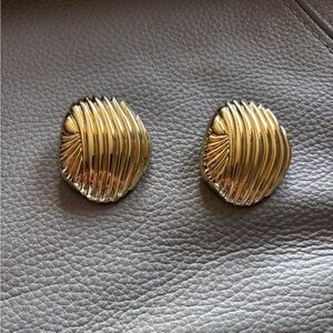 Chic Gold-Toned Groove Oversize Earrings